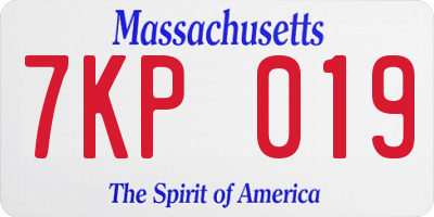 MA license plate 7KP019