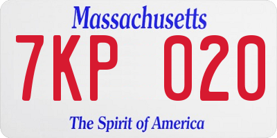 MA license plate 7KP020