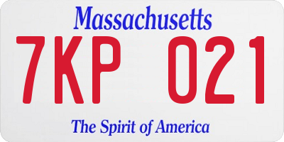 MA license plate 7KP021