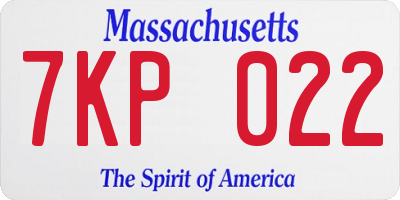 MA license plate 7KP022