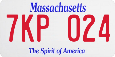 MA license plate 7KP024