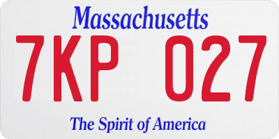 MA license plate 7KP027