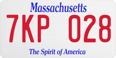 MA license plate 7KP028