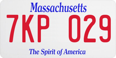 MA license plate 7KP029