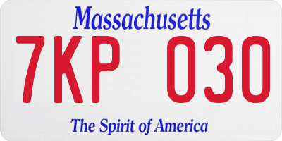 MA license plate 7KP030