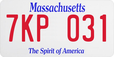 MA license plate 7KP031