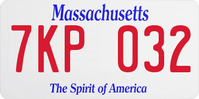 MA license plate 7KP032