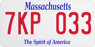 MA license plate 7KP033