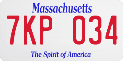 MA license plate 7KP034