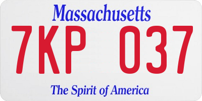 MA license plate 7KP037