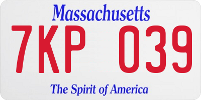 MA license plate 7KP039