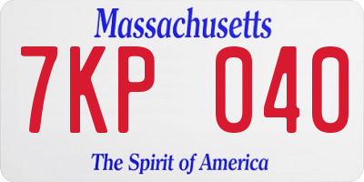 MA license plate 7KP040