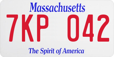 MA license plate 7KP042