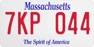 MA license plate 7KP044