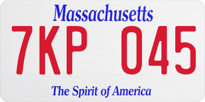 MA license plate 7KP045