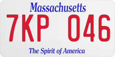 MA license plate 7KP046