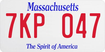 MA license plate 7KP047