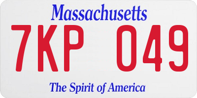 MA license plate 7KP049