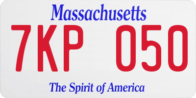 MA license plate 7KP050