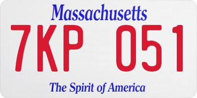 MA license plate 7KP051