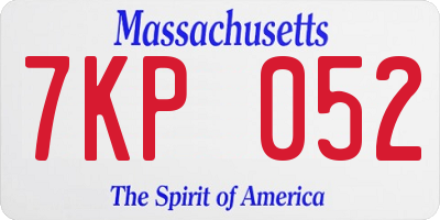 MA license plate 7KP052