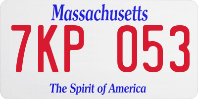 MA license plate 7KP053