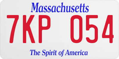 MA license plate 7KP054