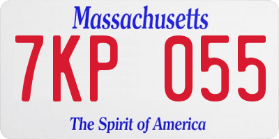 MA license plate 7KP055