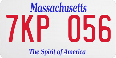 MA license plate 7KP056