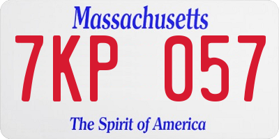 MA license plate 7KP057
