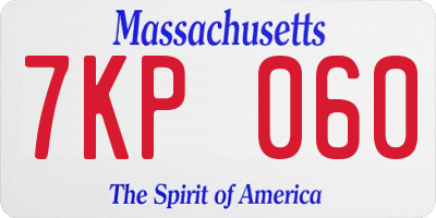 MA license plate 7KP060