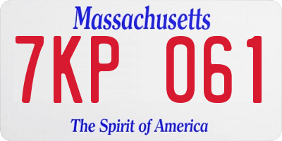 MA license plate 7KP061