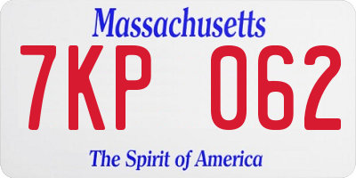 MA license plate 7KP062