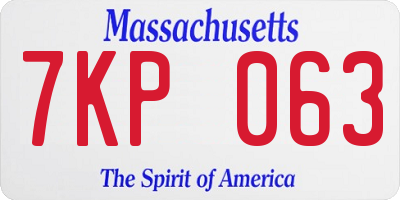 MA license plate 7KP063