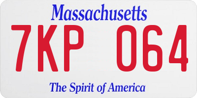 MA license plate 7KP064