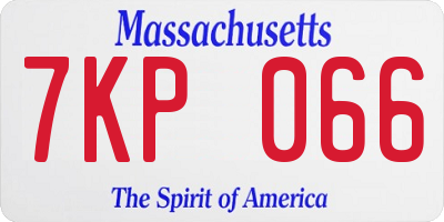 MA license plate 7KP066