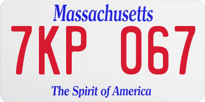 MA license plate 7KP067