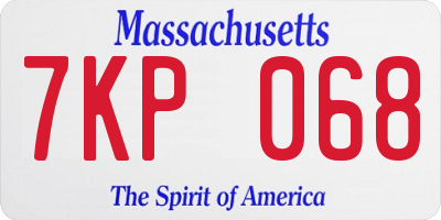 MA license plate 7KP068
