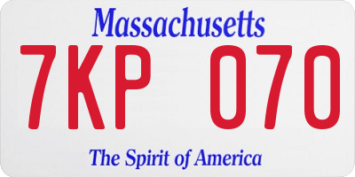 MA license plate 7KP070