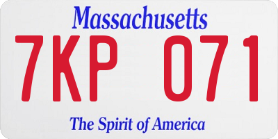MA license plate 7KP071