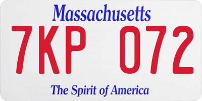 MA license plate 7KP072