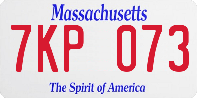 MA license plate 7KP073
