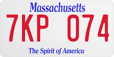 MA license plate 7KP074