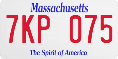 MA license plate 7KP075