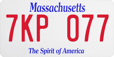 MA license plate 7KP077