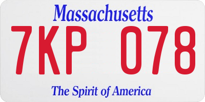 MA license plate 7KP078
