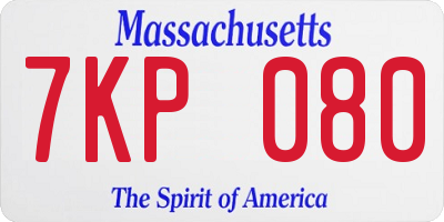 MA license plate 7KP080