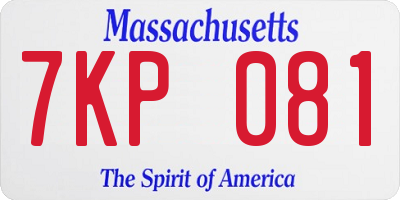 MA license plate 7KP081