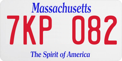 MA license plate 7KP082