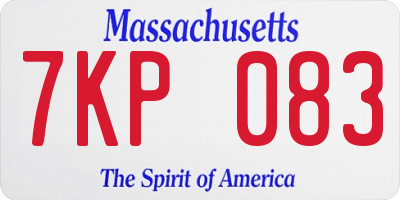 MA license plate 7KP083